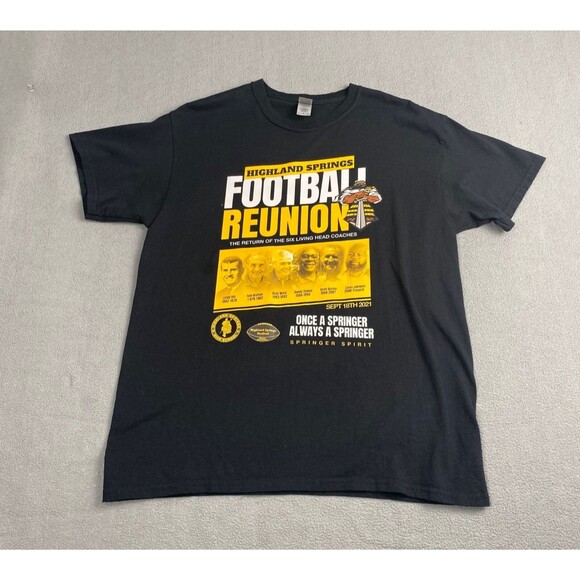 Highland-Springs Football Logo Men's T Shirt size L Black Short Sleeve,Gildan - Picture 11 of 11